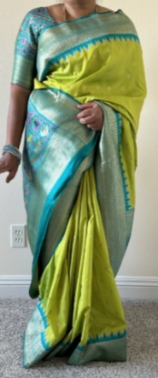 Picture of Fancy Pattu Saree with contrast pallu and blouse