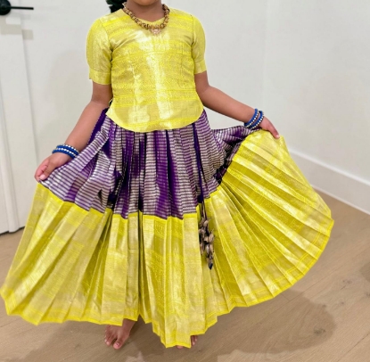 Picture of PL645 "Pure Kanchi pattu big border designer langa 5-6y