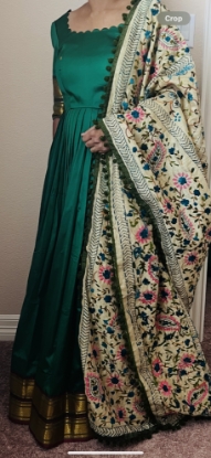 Picture of Pure Narayanapet Pattu Long Frock with Phulkari Dupatta 
