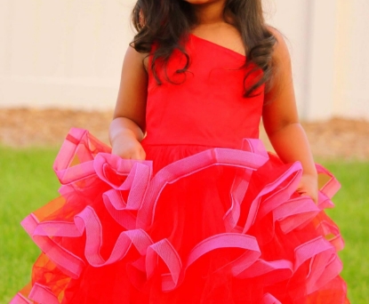 Picture of Red one shoulder frock 4-5y