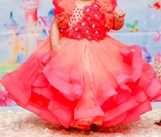 Picture of Pink And Coral Color Gown From Li & Li Couture 1-2Y
