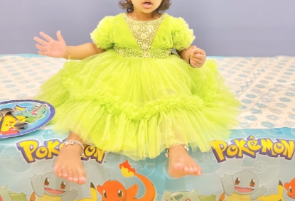Picture of Knee length Green frock for 6-12 months