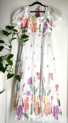 Picture of White floral soft organza long dress