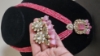 Picture of Pastel Pink onyx beads mala with polki pendant and earrings 