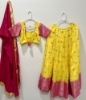Picture of Yellow pink chanderi lehanga 