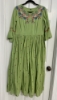 Picture of Mul cotton light green dress with embroidery 