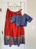 Picture of Red and blue soft benaras lehenga