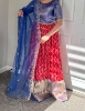 Picture of Red and blue soft benaras lehenga