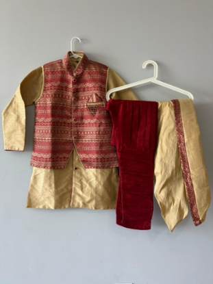 Picture of Never worn Cream & Maroon kurta set 6-7y