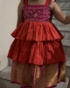 Picture of Orange and pink pattu frock 4y