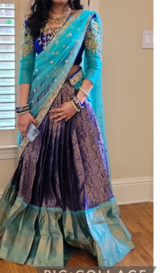 Picture of Fancy Kanchi Pattu Maggam designer half saree