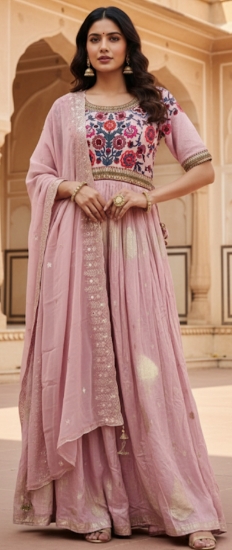 Picture of Blush pink kalamkari print dress