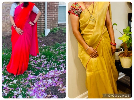 Picture of Combo trendy sarees with multi use blouses