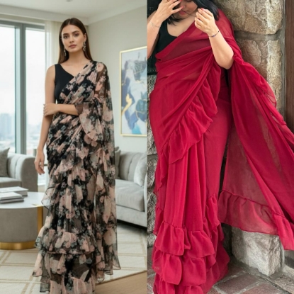 Picture of Ruffle saree combo