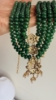 Picture of Gold sheeted Grand 4 lines greens and Swaroski pearls mala