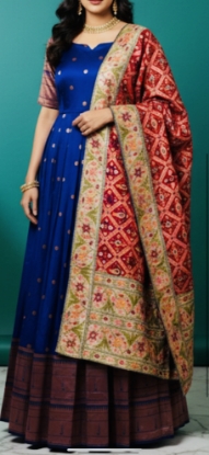 Picture of Pure Kanchi Pattu Long Frock with Patola Dupatta 