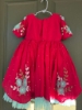 Picture of Red and Sky blue designer frock 0-2 years
