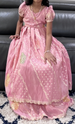 Picture of Peach layered long dress 6-7y