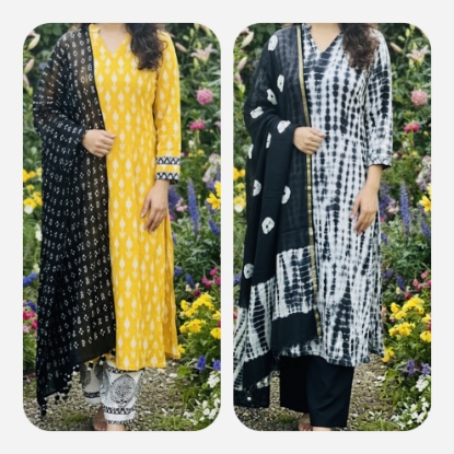 Picture of Combo : Pure Cotton Shibori and Bhandhini  3 Pc Sets 