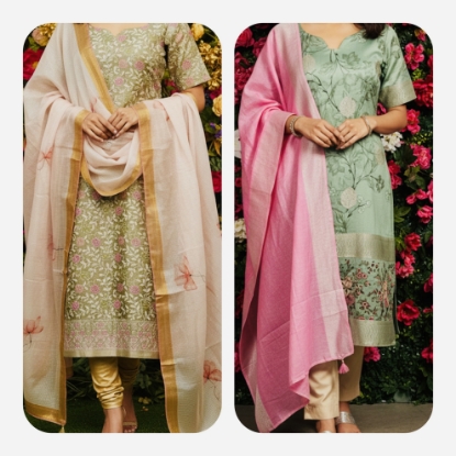 Picture of Combo : Pure Tissue & Silk Cotton 3 Pc sets 