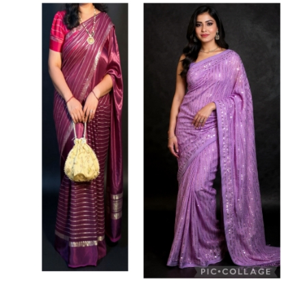 Picture of Silk and Sequin Saree combo