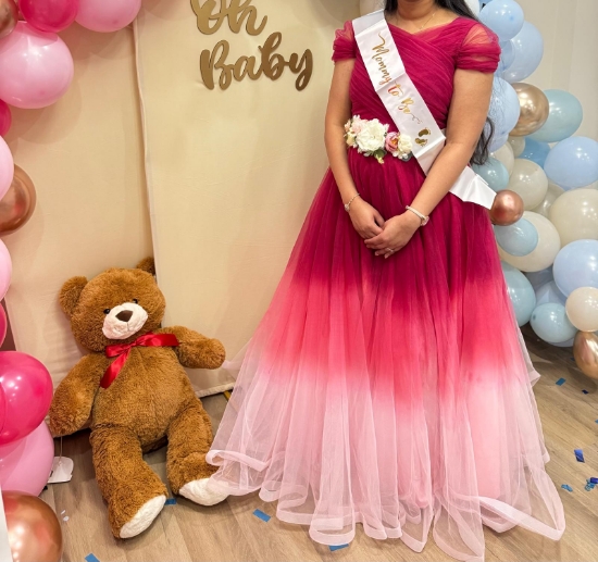 Picture of Pink gender reveal long frock