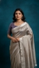 Picture of Sliver Tissue silk Saree with contrast blouse