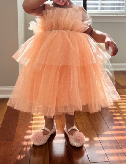 Picture of Peach shimmer partywear frock 1-2y