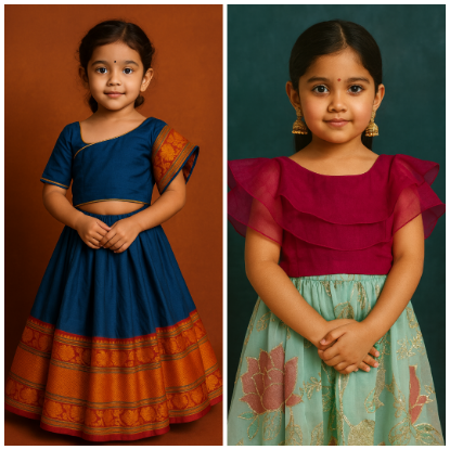 Picture of Narayanpet and georgette lehenga combo 4-6y