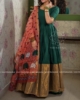 Picture of Bottle Green Long Frock with Pichwai Dupatta