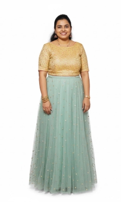 Picture of Mint green netted long frock