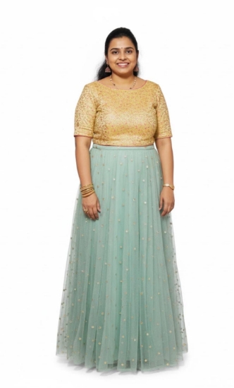 Picture of Mint green netted long frock