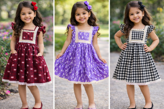 Picture of Ikkat frocks combo 4-5y