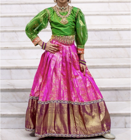 Picture of Kanchipattu langa with contemporary crop  8-10y