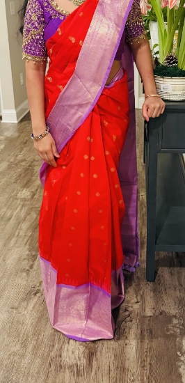 Picture of Gadwal semi pattu saree with maggam work blouse