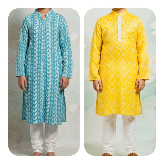 Picture of Combo : Bandhini & Chikankari 2 pc kurtha sets  6-8y