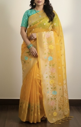 Picture of Banaras Kora Paithani Silk Saree