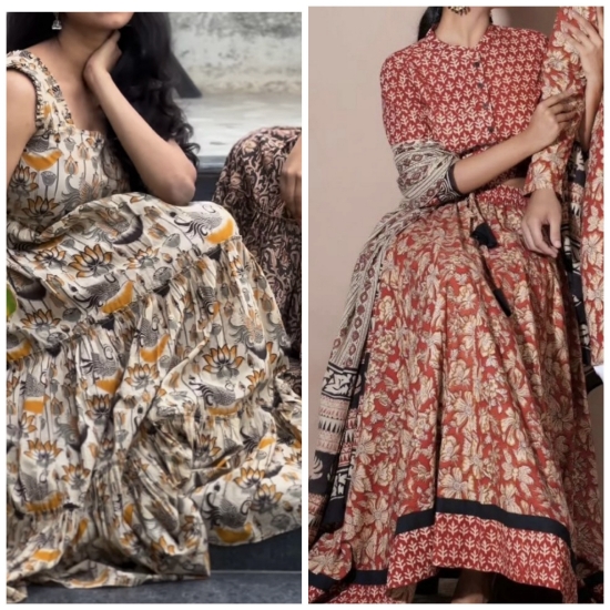 Picture of Kalamkari Dress and Croptop Combo