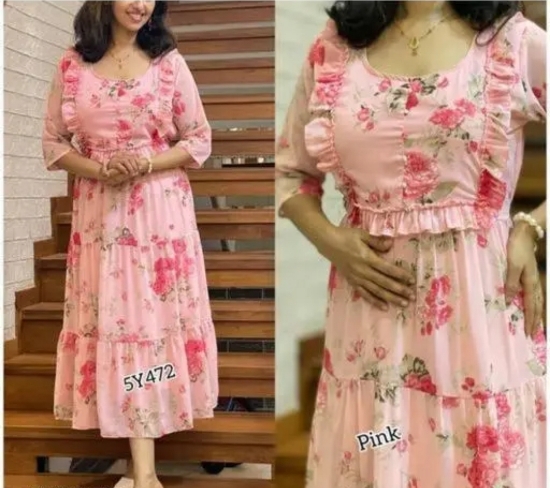 Picture of Never worn baby pink floral  long gown XXXL