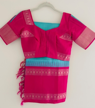 Picture of Never used - Kuppadam Pattu Gap border saree in Bright hues