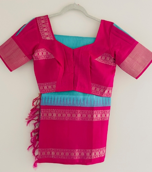 Picture of Never used - Kuppadam Pattu Gap border saree in Bright hues