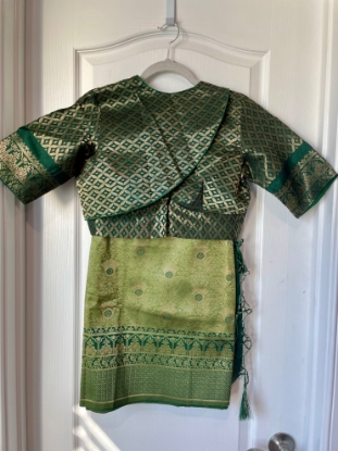 Picture of NEW Banaras Brocade Saree In Olive Green color