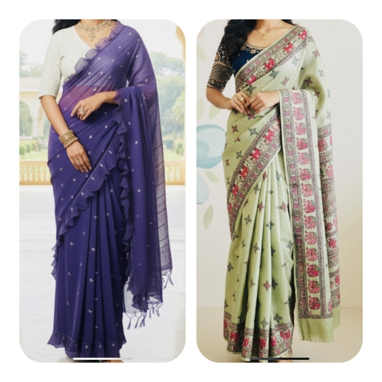 Picture of Combo : Pure Georgette & Tussar Sarees 