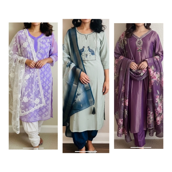 Picture of Combo : 3 Pc Party Wear Kurthi Sets 