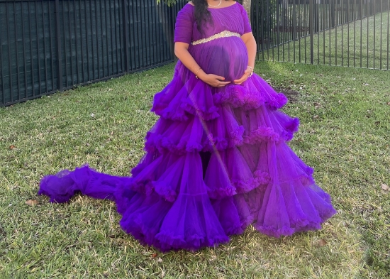Picture of Dreamy Purple Ruffle Maternity Gown