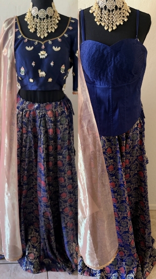 Picture of Banarasi lehenga with charms blouse and corset