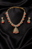 Picture of New Jade and Coral diamond look alike necklace set and earrings 