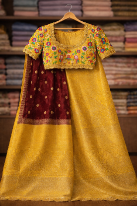 Picture of Tissue kanchipattu saree with work blouse 