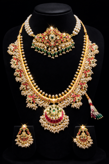 Picture of Conbo : Guttapoosalu choker , haram & earrings 