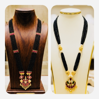 Picture of Combo : Trendy Jadau Kundhan black beads chains 